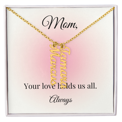 Mother's Day Custom Vertical Multi Name Necklace