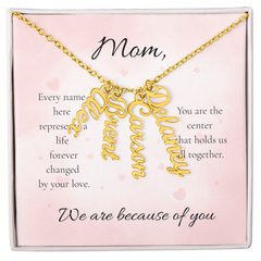 Mother's Day Custom Multi Names Vertical Necklace